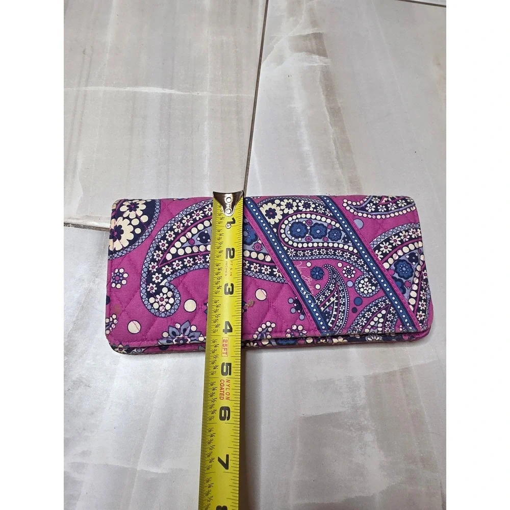 Vera Bradley Quilted‎ Cotton Wallet Purple Blue Paisley Floral ID Window Clutch